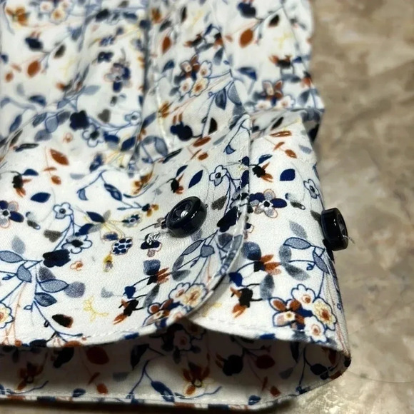 AKA Men shirt,size SM,NWT,slim fit ,100  cotton,career,white,small floral print. - Picture 13 of 16